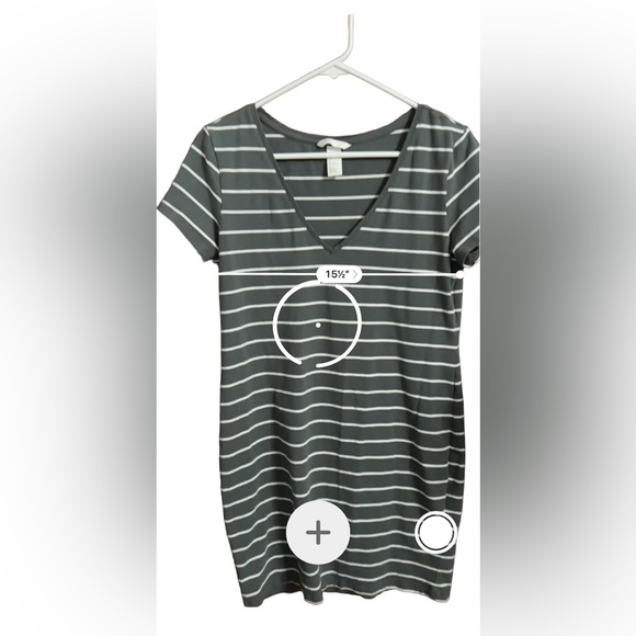 H&M jersey striped dress v neck basic dress Grey dress tee - Picture 3 of 6